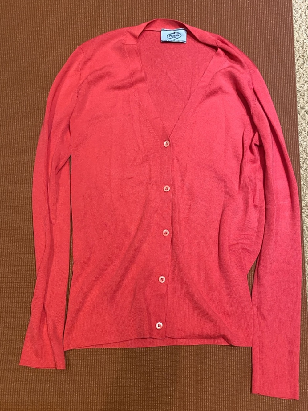 Prada Milano Women's Pink Button-Front V-Neck Sweater Cardigan